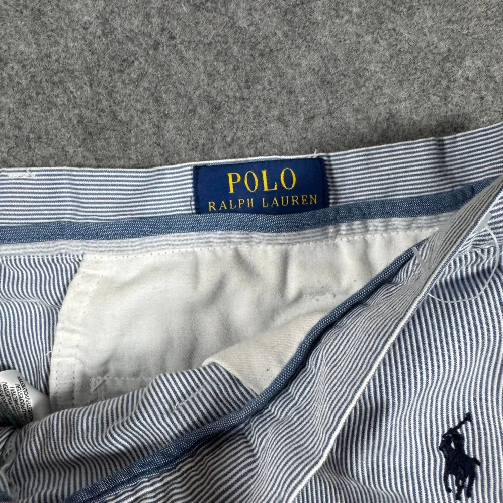 Polo Ralph Lauren Shorts Mens 38 Blue Seersucker Striped All Over Pony Logo